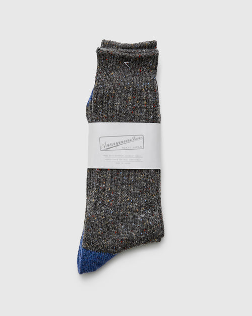 Tweed Nep Crew Sock in Charcoal