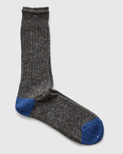Tweed Nep Crew Sock in Charcoal