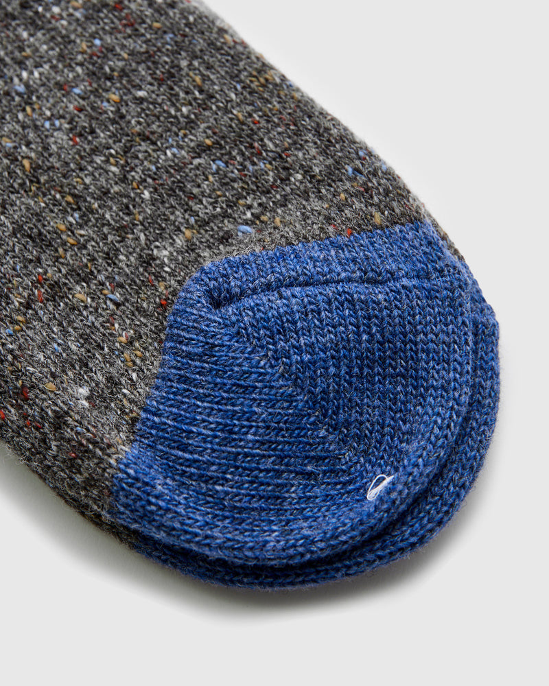 Tweed Nep Crew Sock in Charcoal