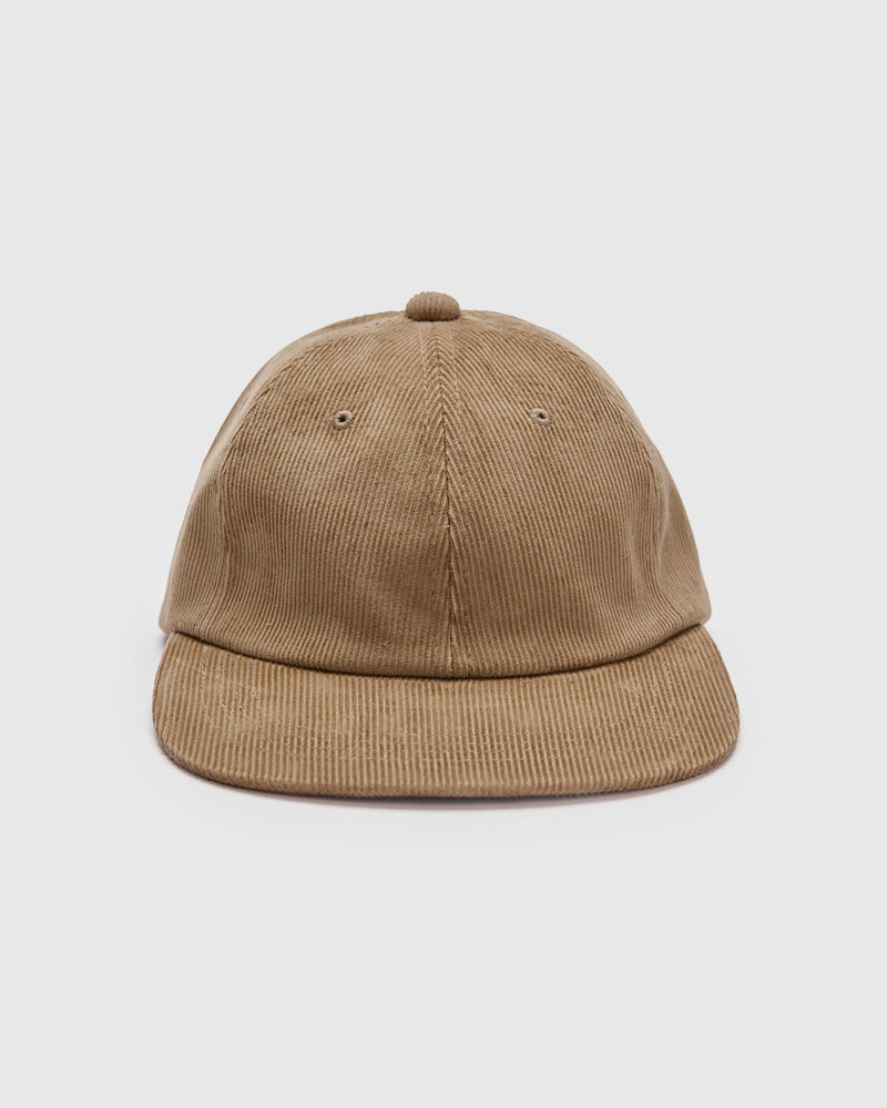 6-Panel Regimental Strap Corduroy Cap in Beige