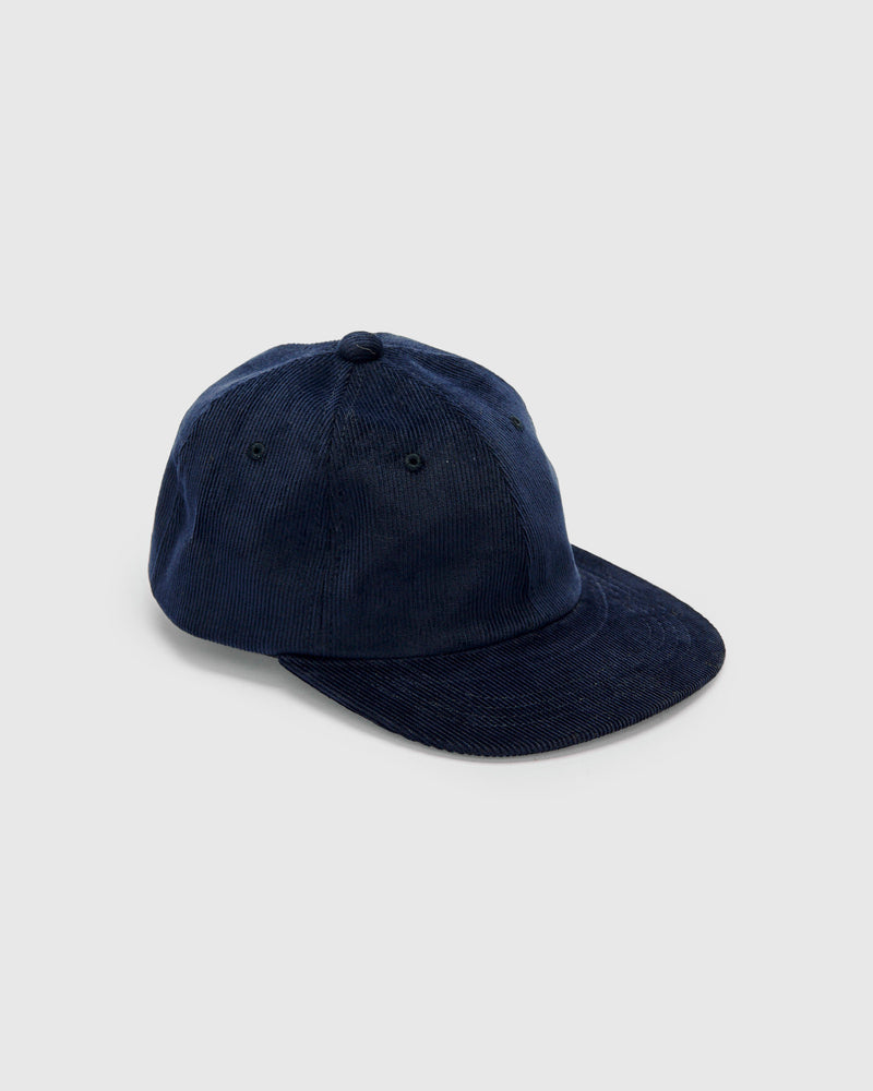 6-Panel Regimental Strap Corduroy Cap in Navy
