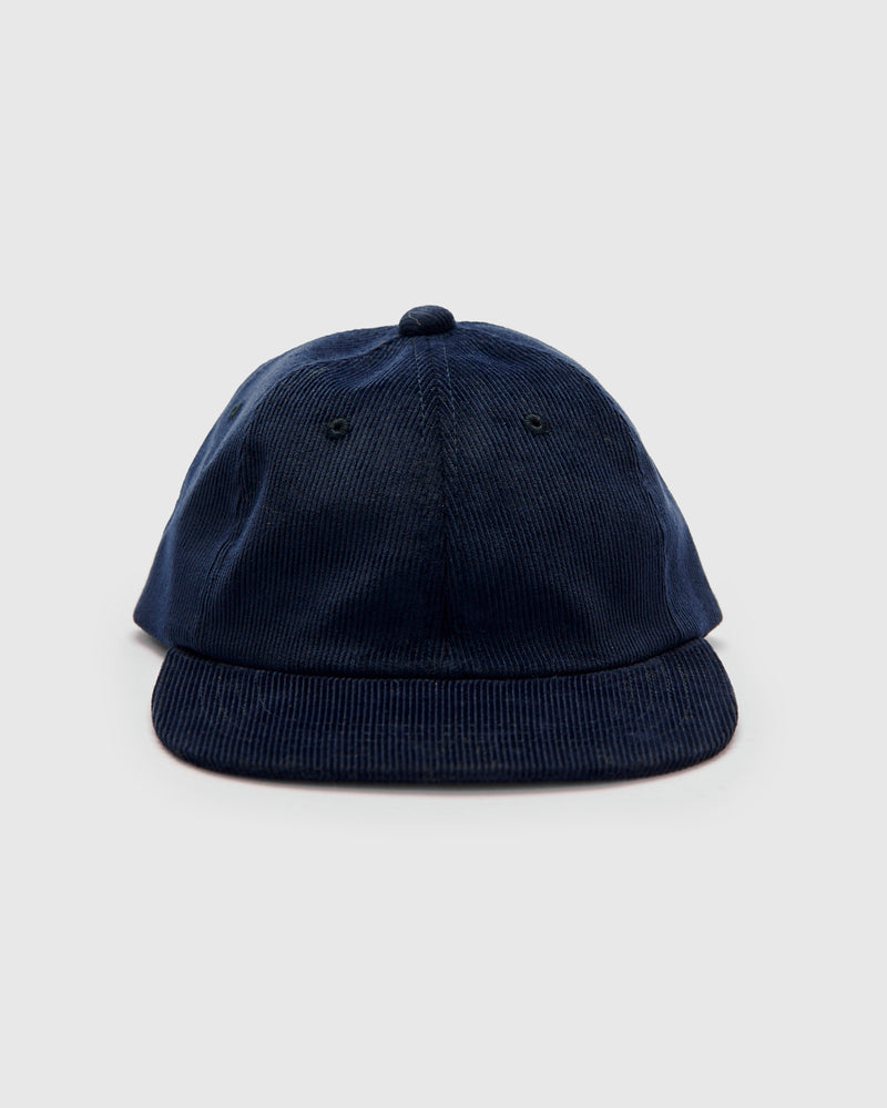 6-Panel Regimental Strap Corduroy Cap in Navy