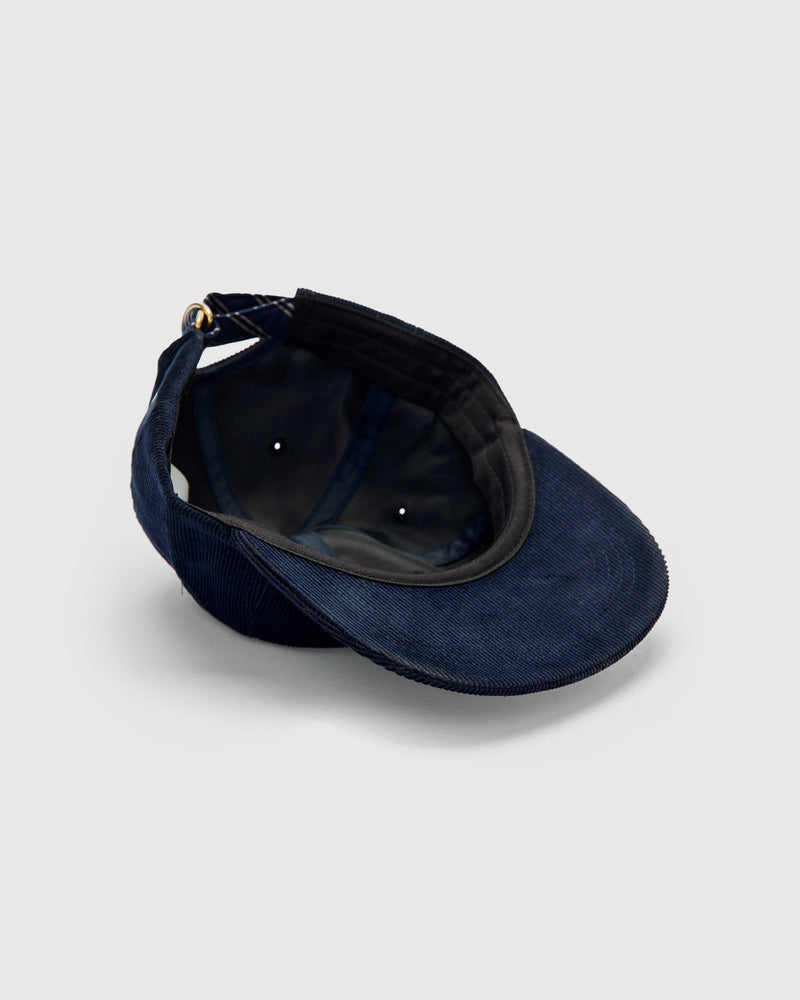 6-Panel Regimental Strap Corduroy Cap in Navy