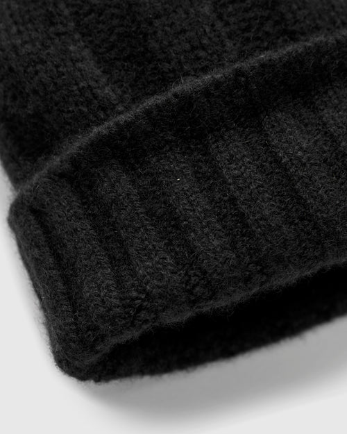 Cashmere Rib Watch Cap in Black