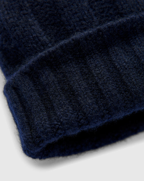 Cashmere Rib Watch Cap in Navy