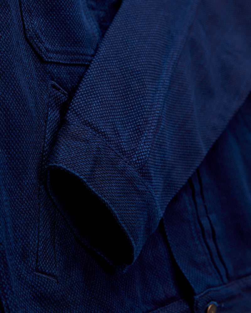 Double Cloth Sashiko Trucker Jacket in Pure Indigo