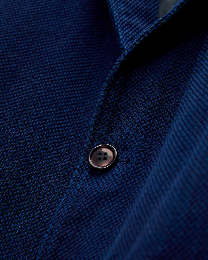 Double Cloth Sashiko Tailored Jacket in Pure Indigo
