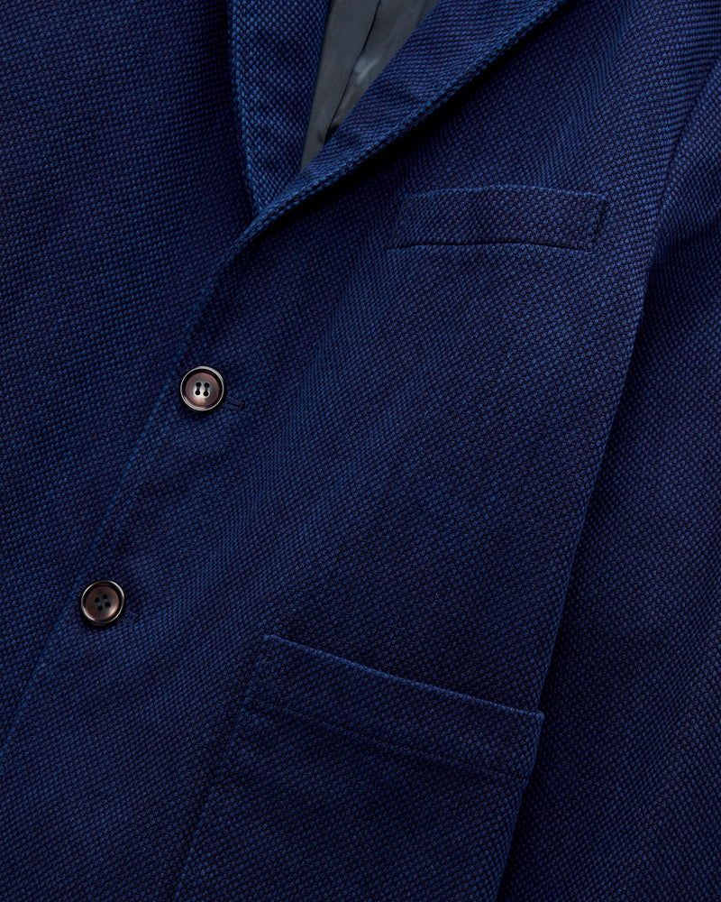 Double Cloth Sashiko Tailored Jacket in Pure Indigo