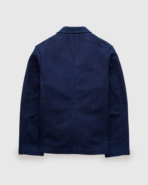 Double Cloth Sashiko Tailored Jacket in Pure Indigo