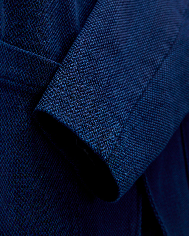 Double Cloth Sashiko Tailored Jacket in Pure Indigo