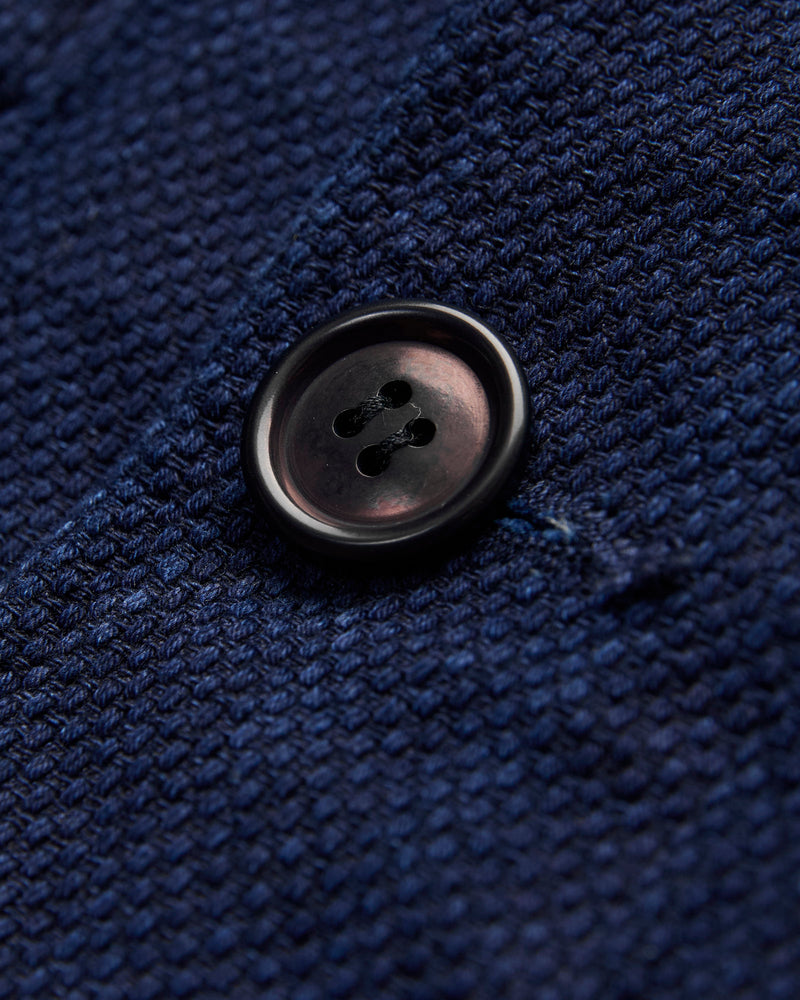Double Cloth Sashiko Coverall Jacket in Pure Indigo