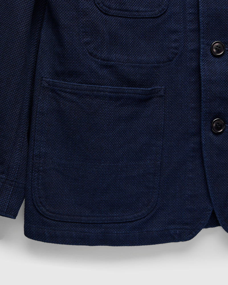 Double Cloth Sashiko Coverall Jacket in Pure Indigo