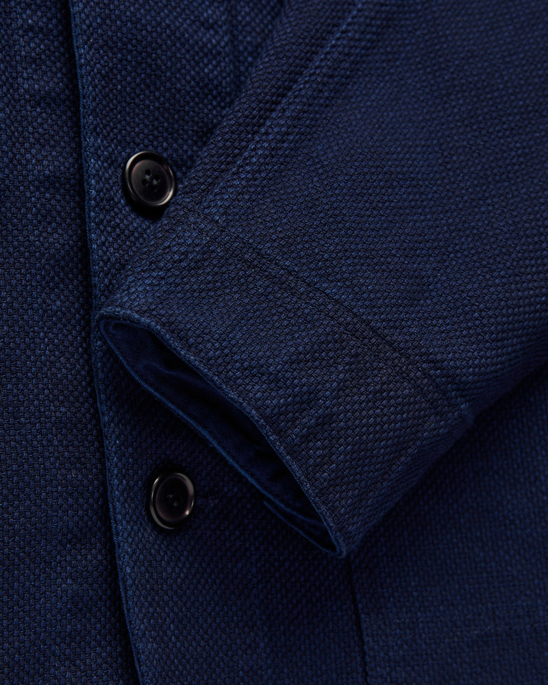 Double Cloth Sashiko Coverall Jacket in Pure Indigo