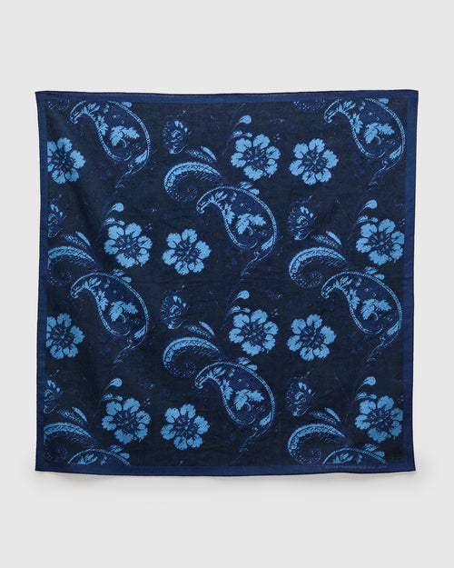 "Tsujigahana" Bandanna in Dark Navy