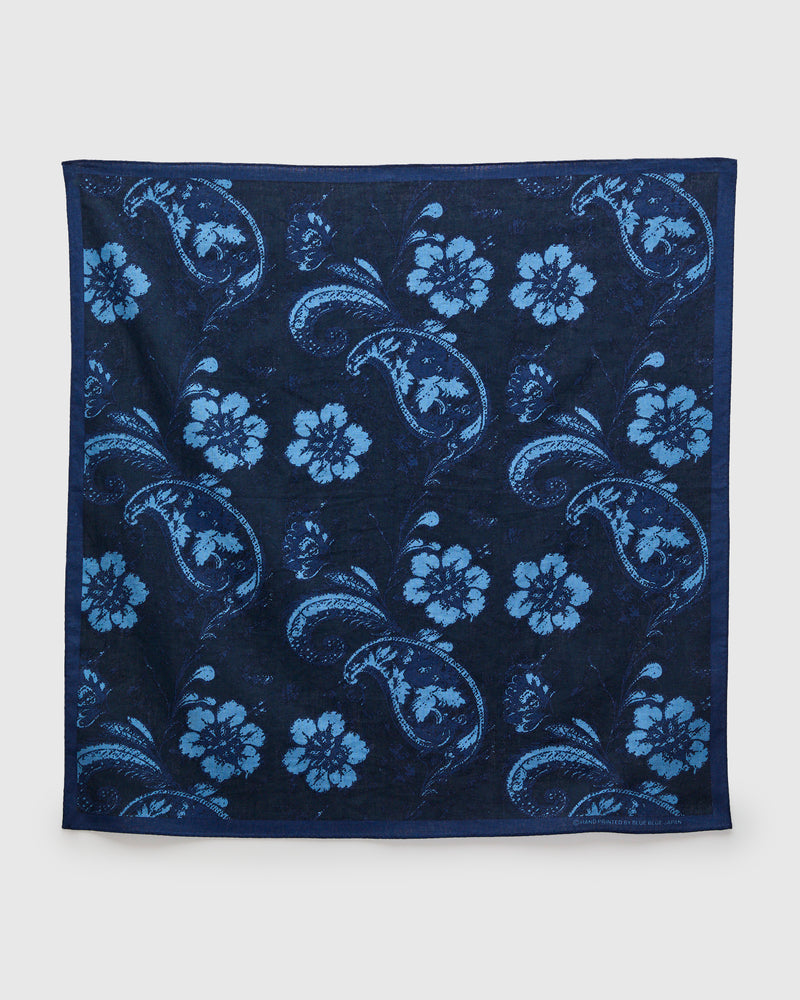 "Tsujigahana" Bandanna in Dark Navy