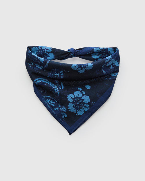 "Tsujigahana" Bandanna in Dark Navy