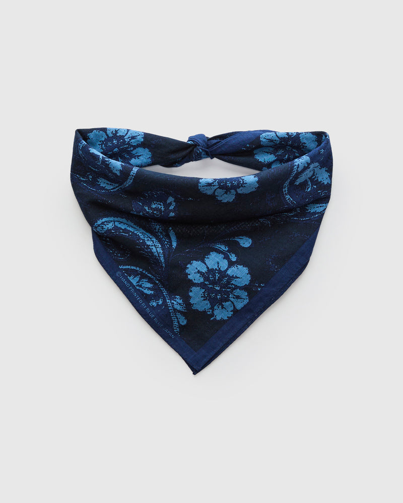 "Tsujigahana" Bandanna in Dark Navy