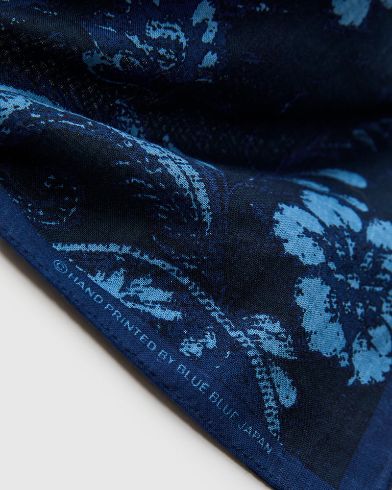 "Tsujigahana" Bandanna in Dark Navy