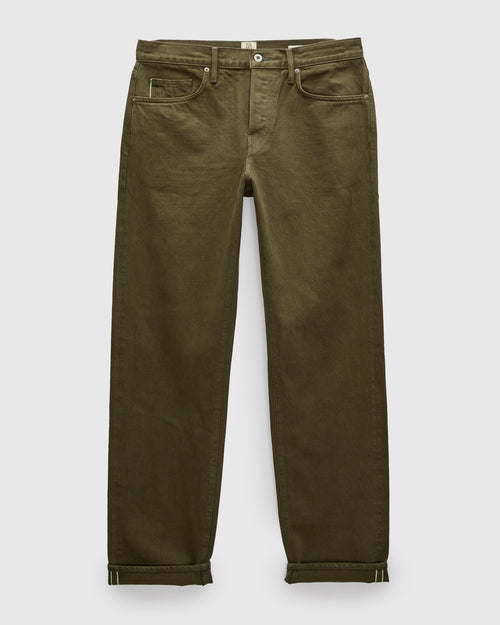 12.5oz "Military Green" Natural Slub Selvedge Denim - Barrel Wide Straight