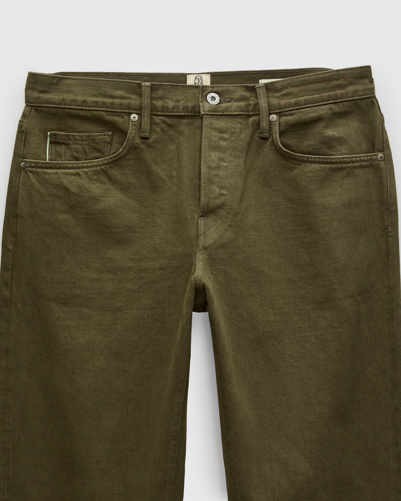12.5oz "Military Green" Natural Slub Selvedge Denim - Barrel Wide Straight