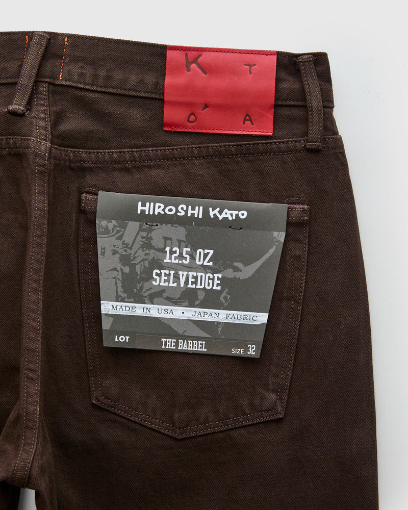 12.5oz "Carob" Natural Slub Selvedge Denim - Barrel Wide Straight
