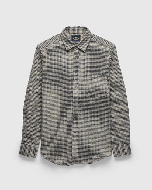 Abstract Pied Poule Button-Up Shirt in Charcoal