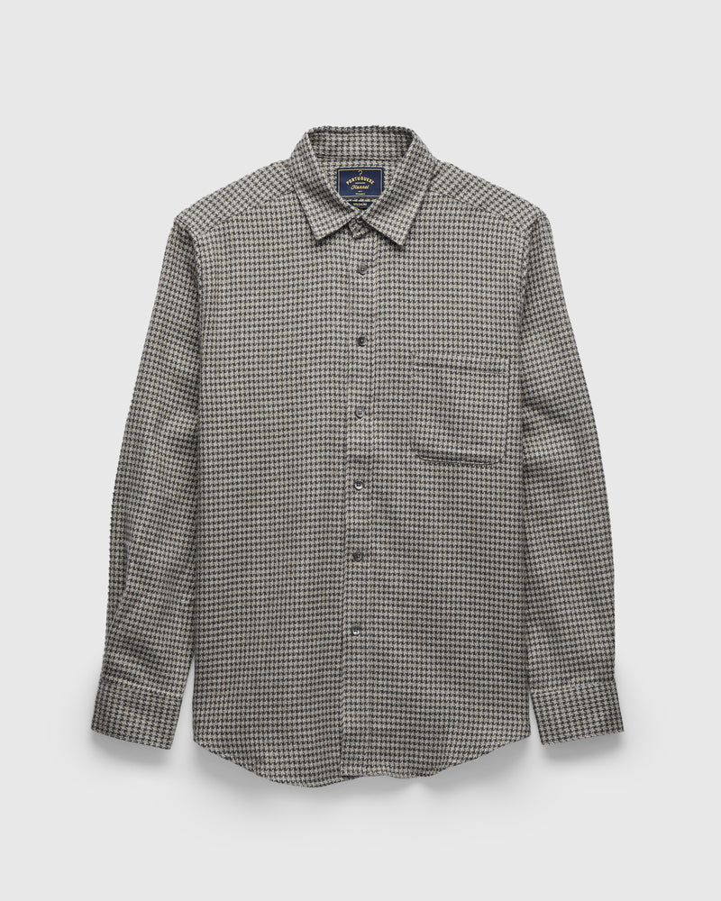 Abstract Pied Poule Button-Up Shirt in Charcoal