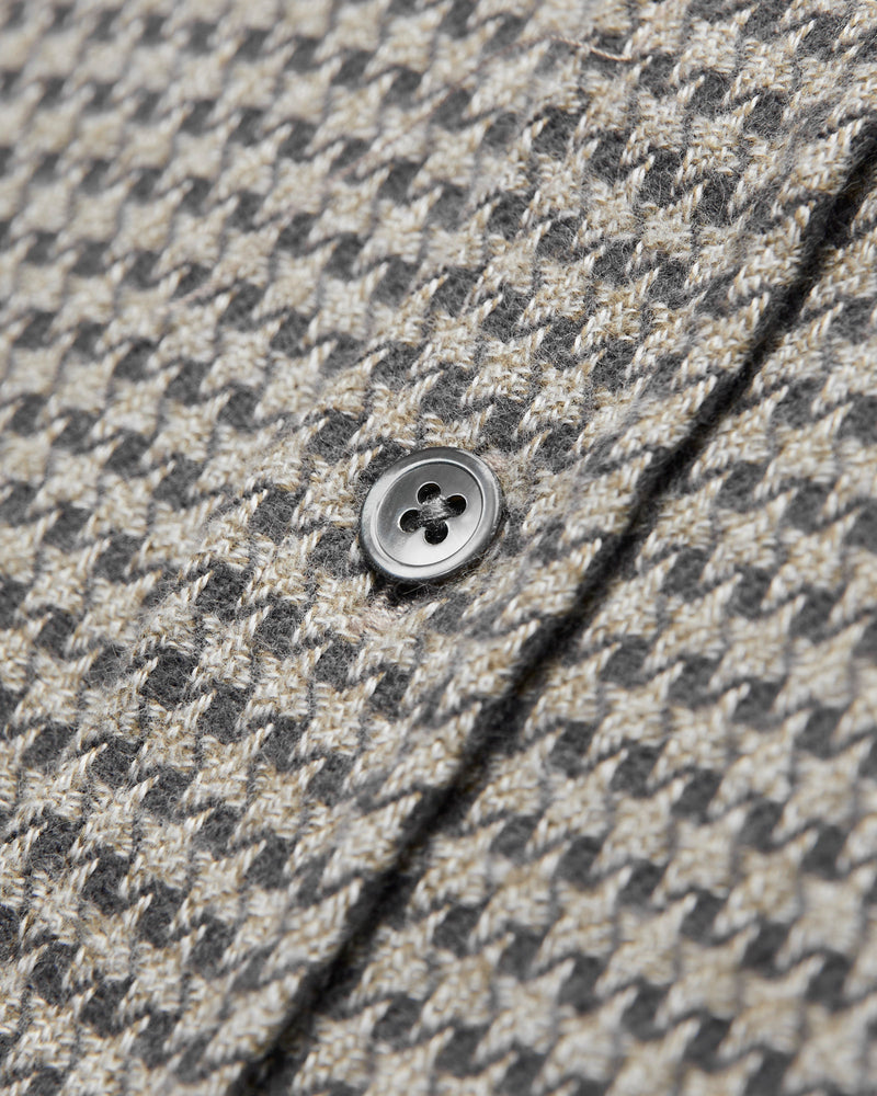 Abstract Pied Poule Button-Up Shirt in Charcoal