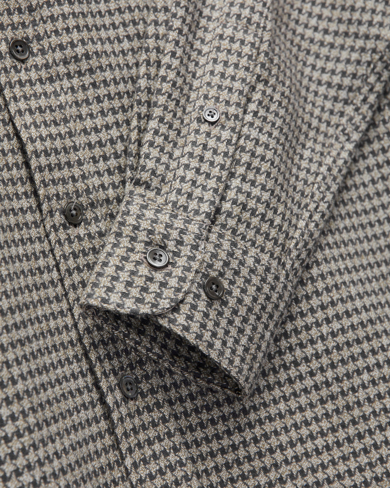 Abstract Pied Poule Button-Up Shirt in Charcoal