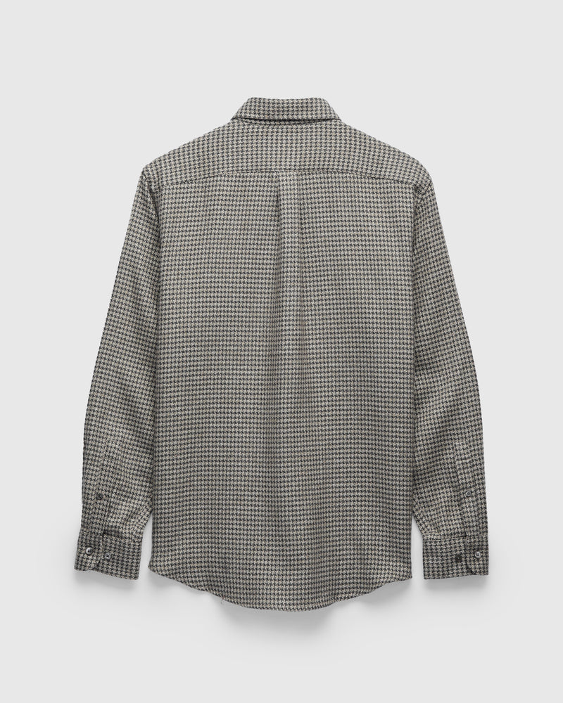 Abstract Pied Poule Button-Up Shirt in Charcoal