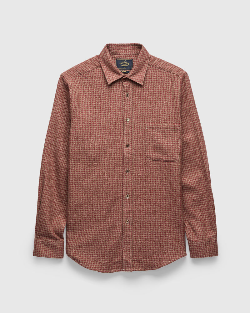 Abstract Pied Poule Button-Up Shirt in Clay