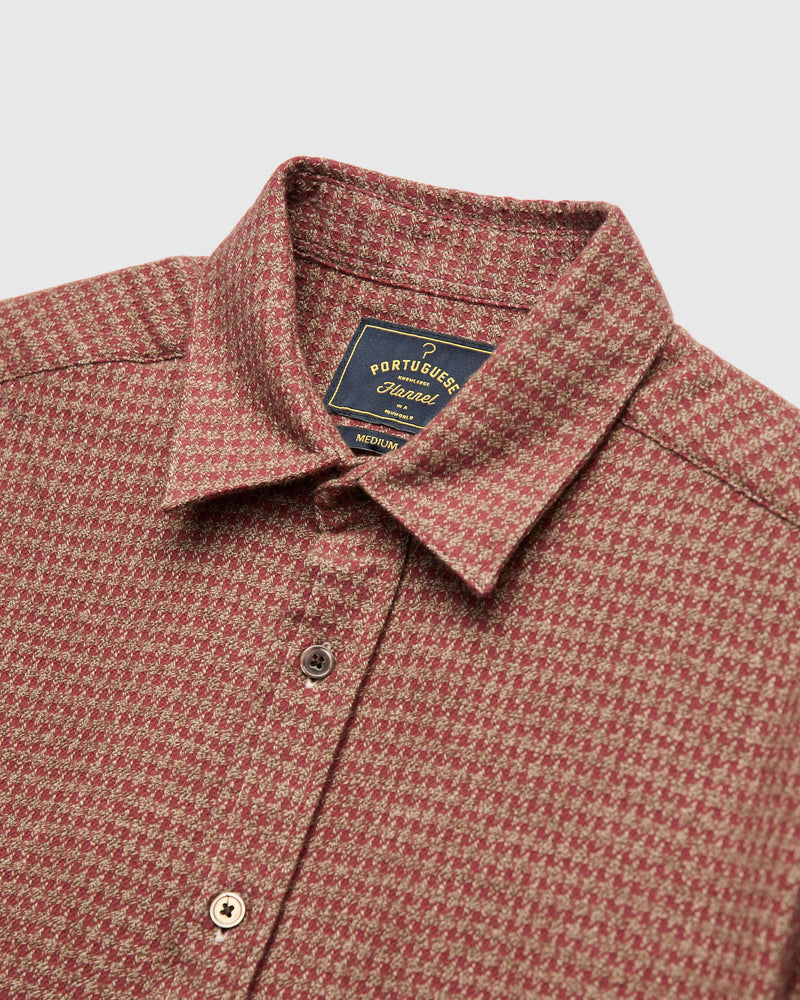 Abstract Pied Poule Button-Up Shirt in Clay