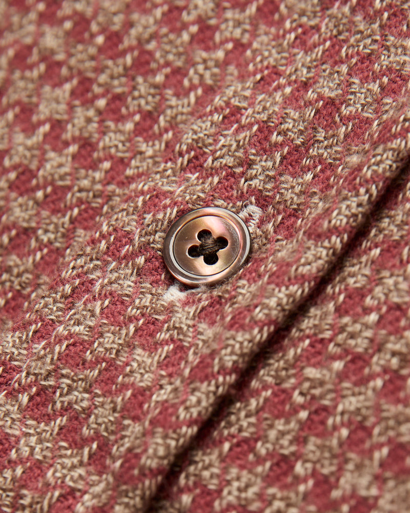 Abstract Pied Poule Button-Up Shirt in Clay