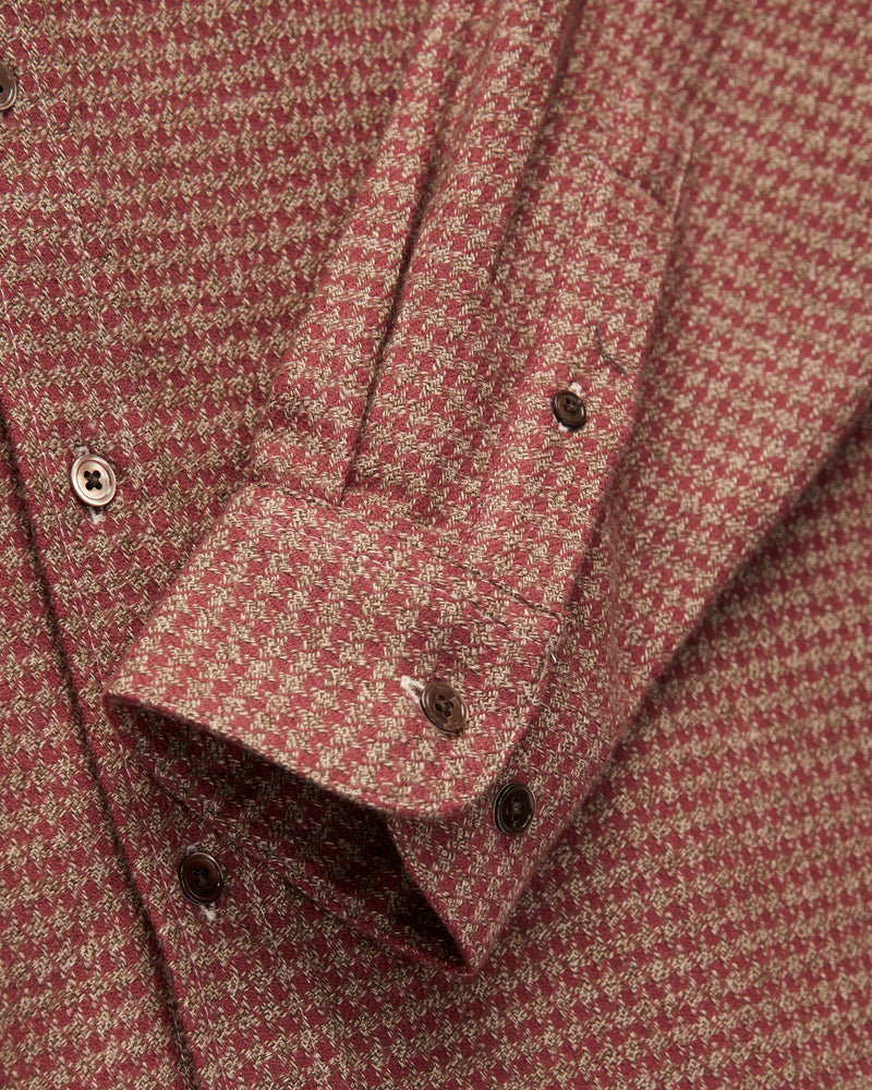 Abstract Pied Poule Button-Up Shirt in Clay