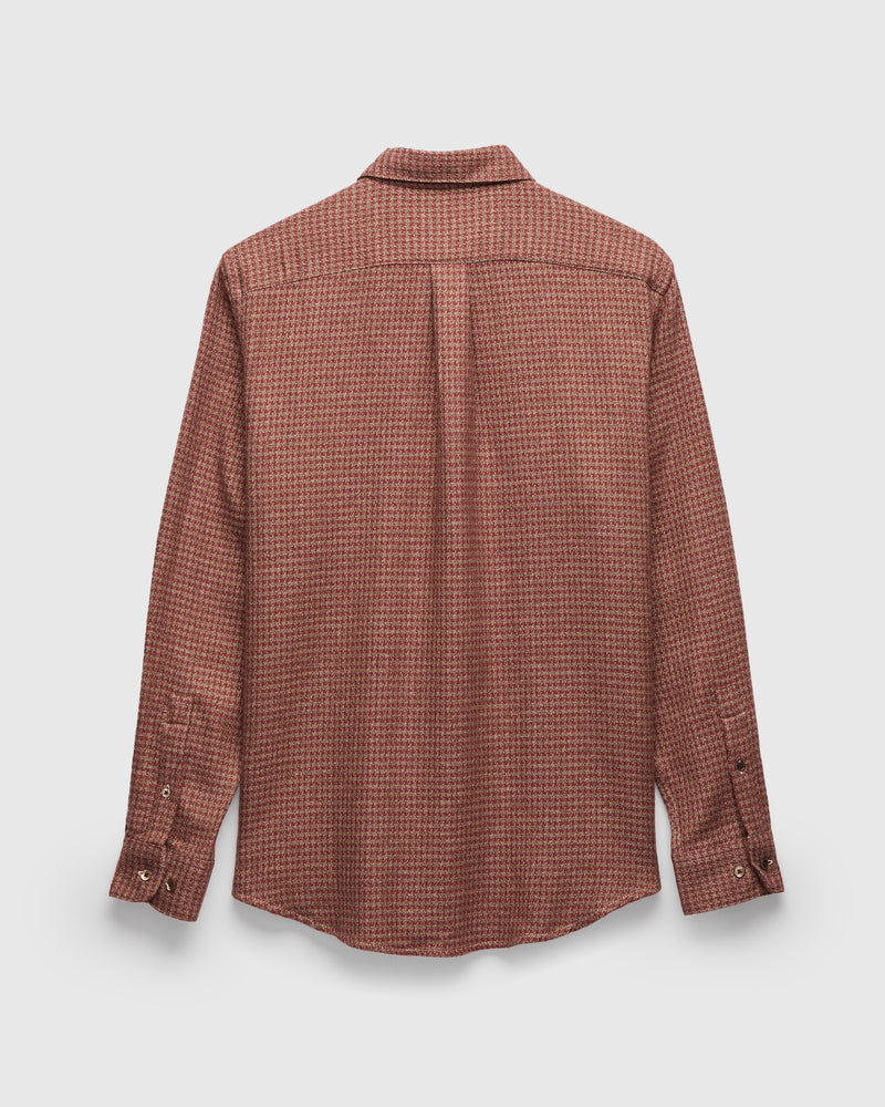 Abstract Pied Poule Button-Up Shirt in Clay