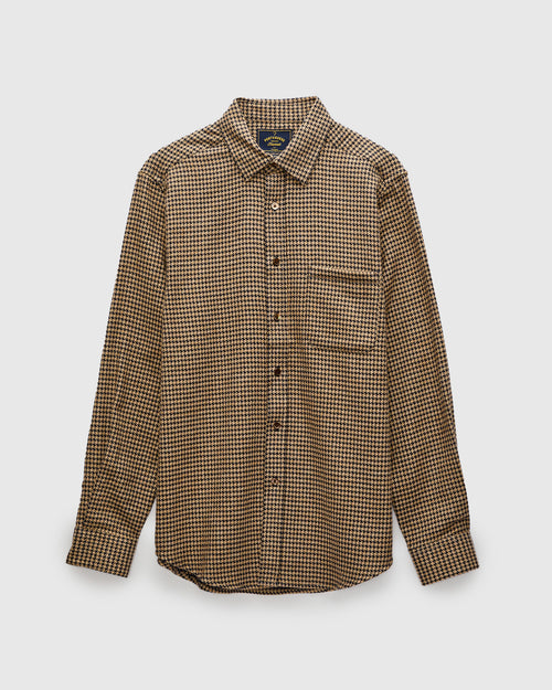 Abstract Pied Poule Button-Up Shirt in Navy