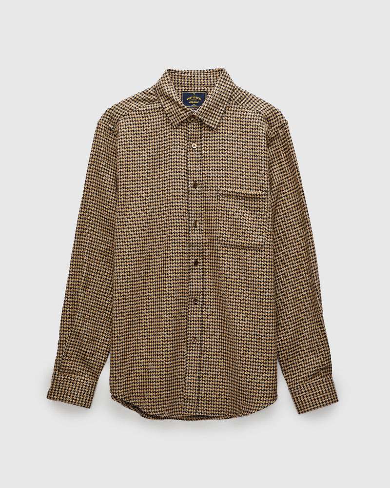 Abstract Pied Poule Button-Up Shirt in Navy