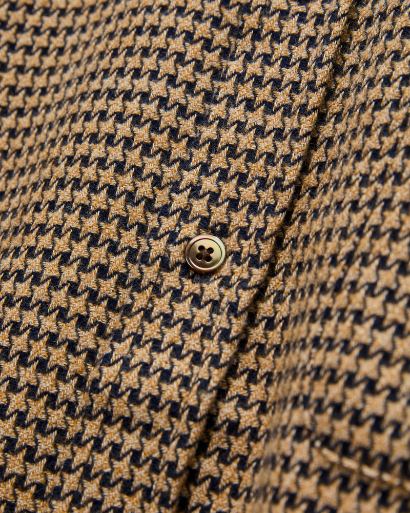 Abstract Pied Poule Button-Up Shirt in Navy