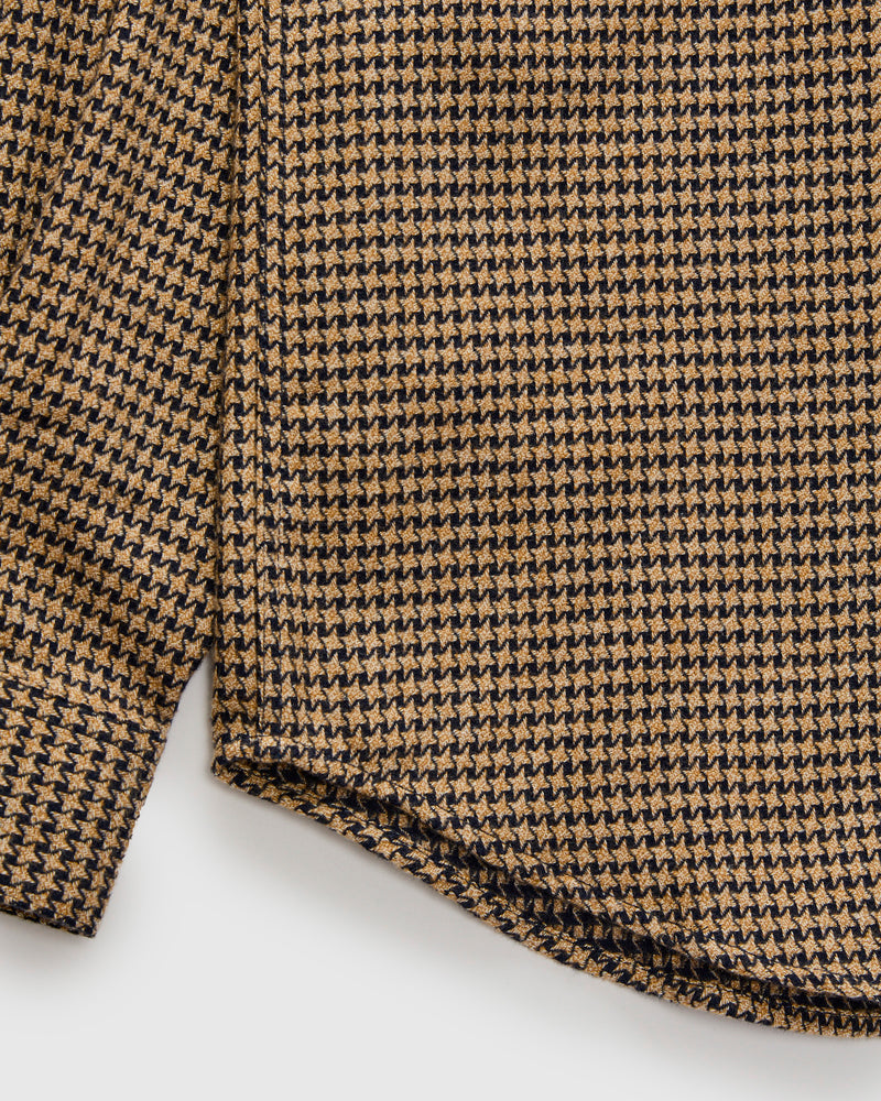 Abstract Pied Poule Button-Up Shirt in Navy