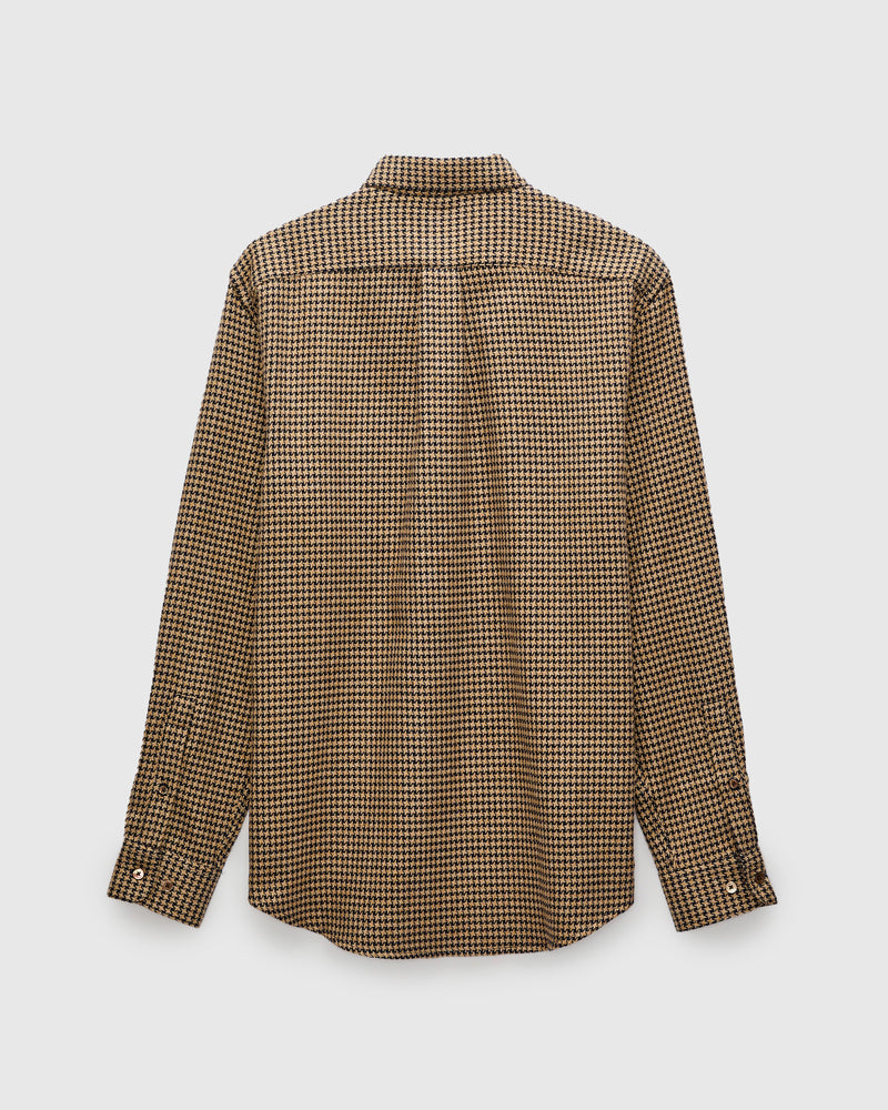 Abstract Pied Poule Button-Up Shirt in Navy