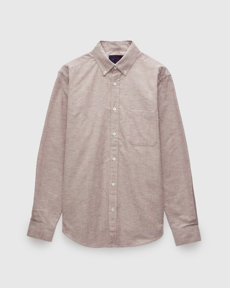 Brushed Oxford Button-Up Shirt in Bordeaux