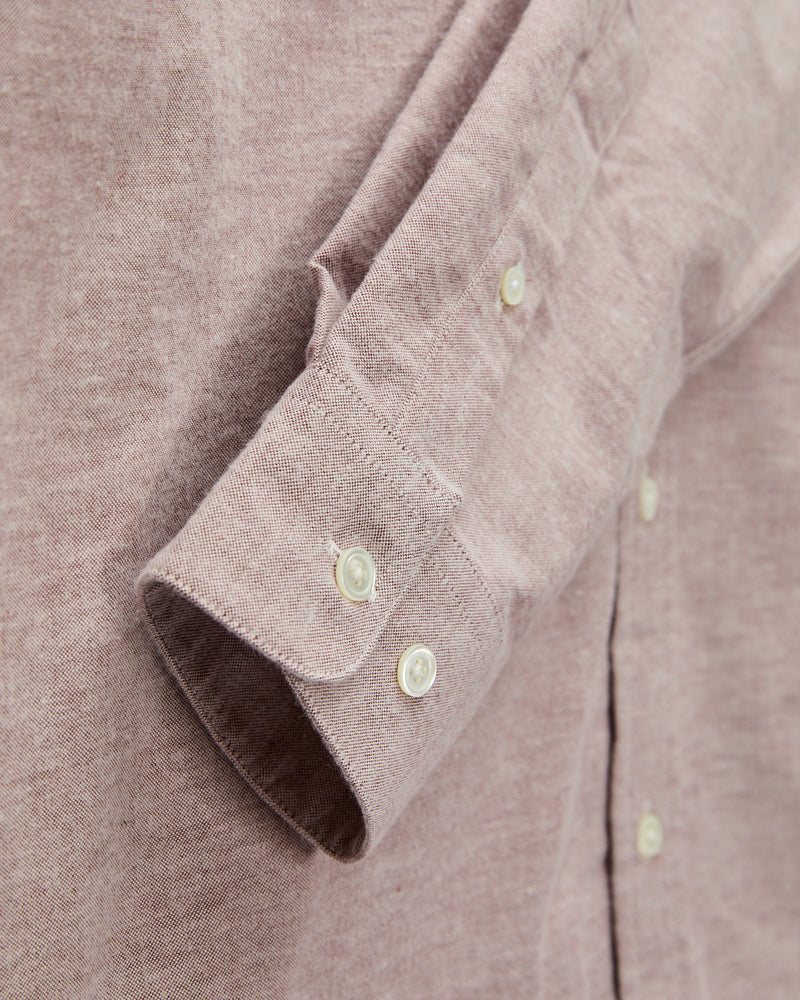Brushed Oxford Button-Up Shirt in Bordeaux