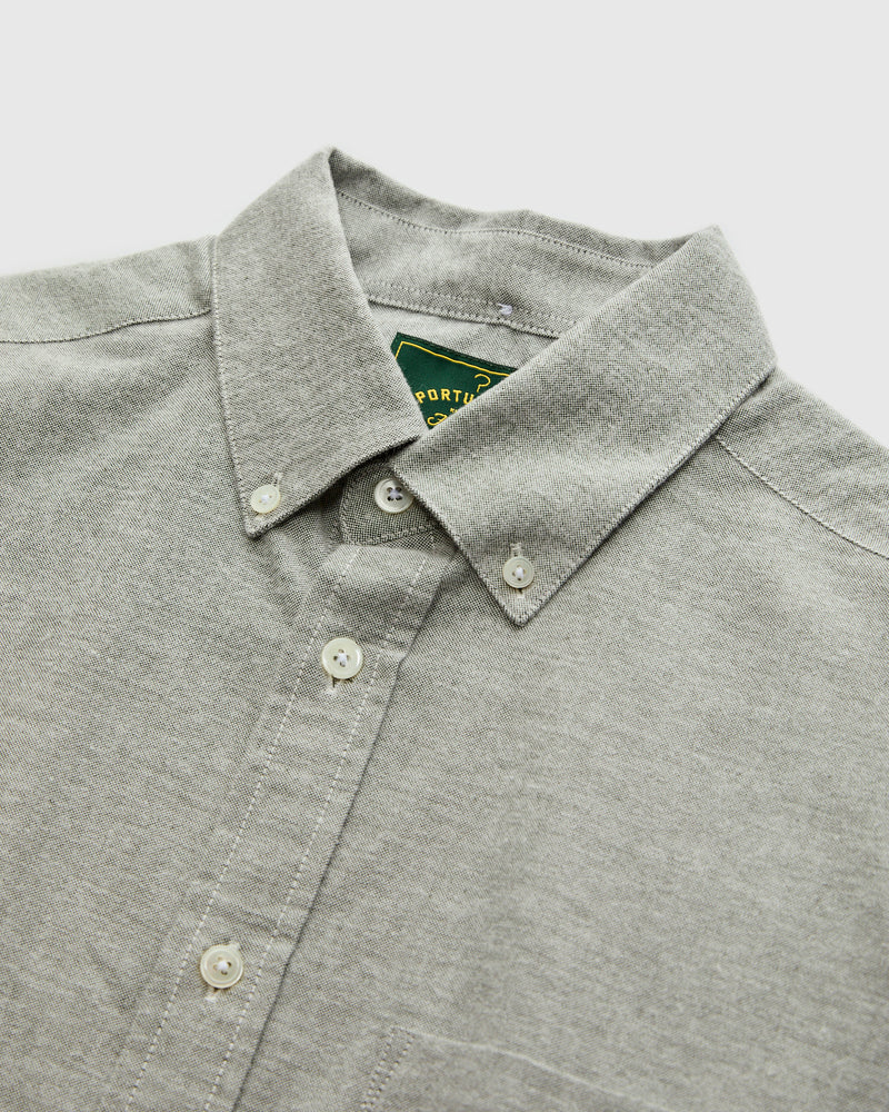 Brushed Oxford Button-Up Shirt in Moss Green