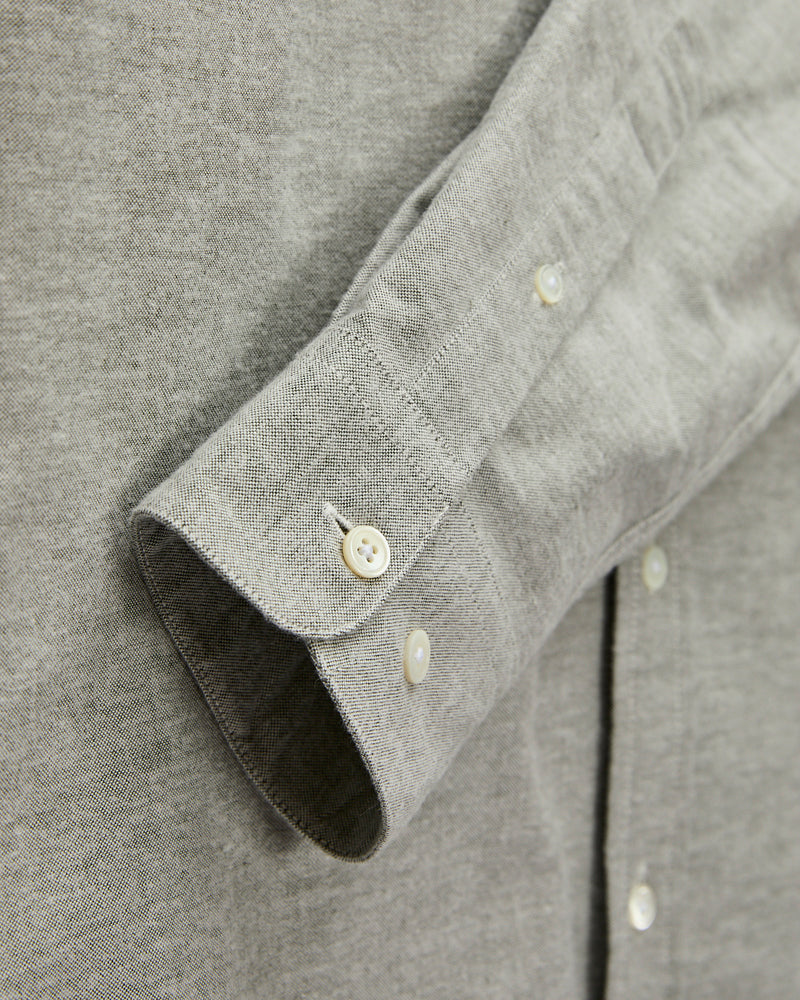 Brushed Oxford Button-Up Shirt in Moss Green