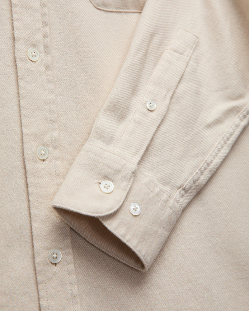 Embroidery Flannel Button-Up Shirt in White
