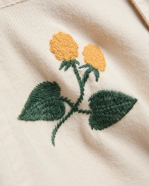 Embroidery Flannel Button-Up Shirt in White