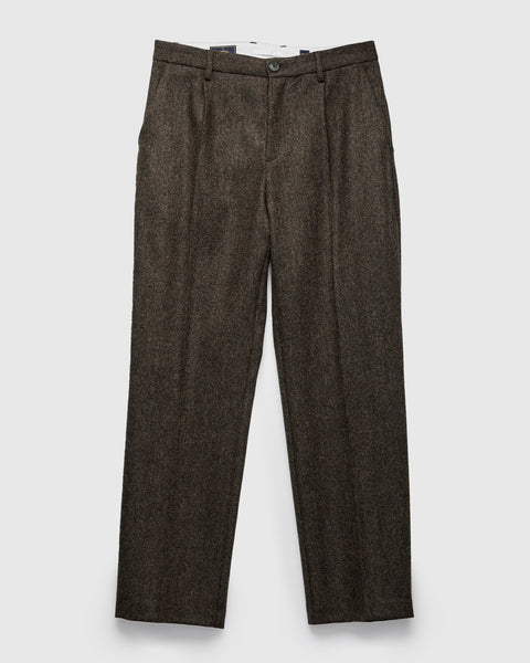 Herringbone Single Pleat Trousers in Brown – Blue Owl Workshop