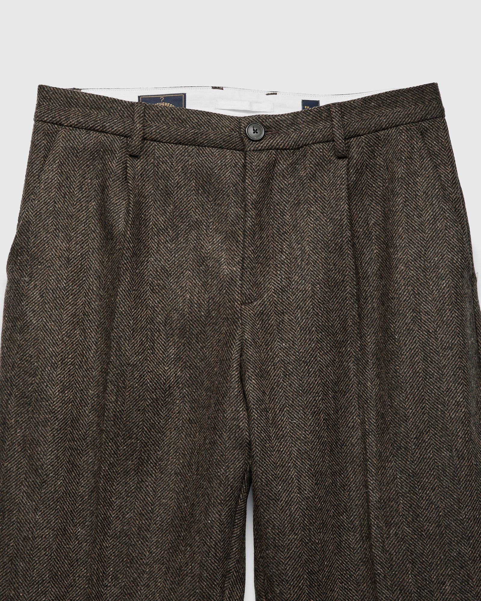 Herringbone Single Pleat Trousers in Brown – Blue Owl Workshop
