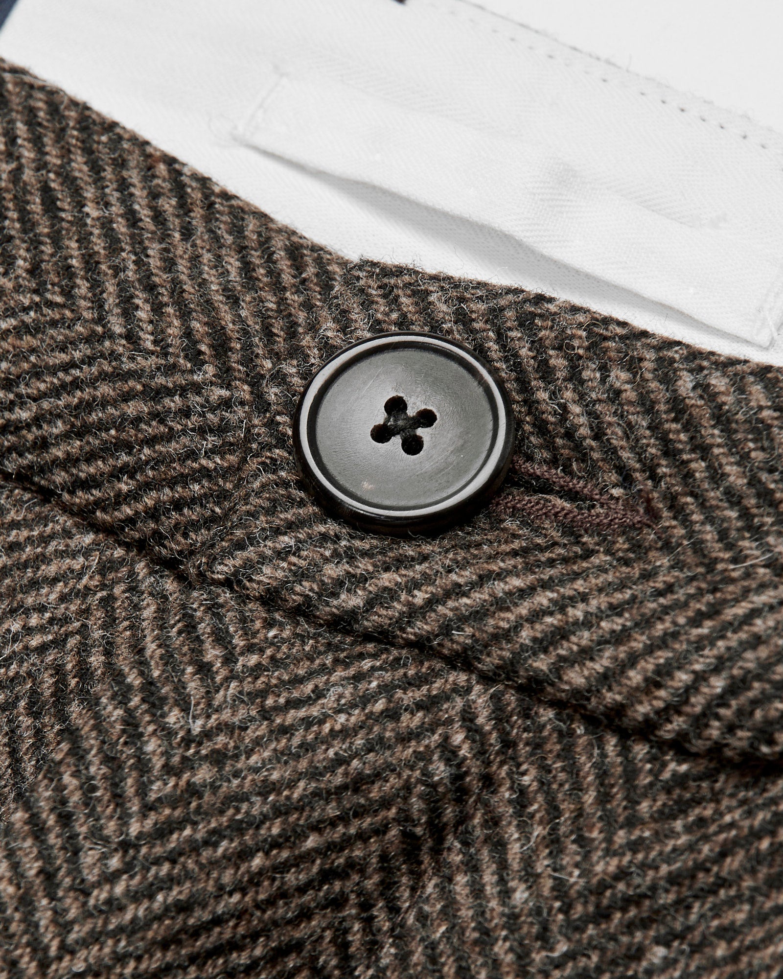 Herringbone Single Pleat Trousers in Brown – Blue Owl Workshop