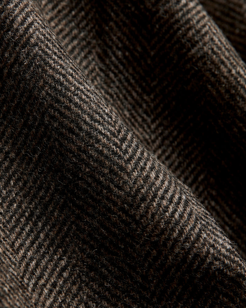 Herringbone Single Pleat Trousers in Brown